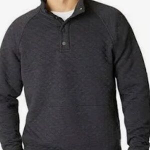 Eddie Bauer Men's Quilted Black Quarter Snap  Pullover with Kangaroo Pockets🥰